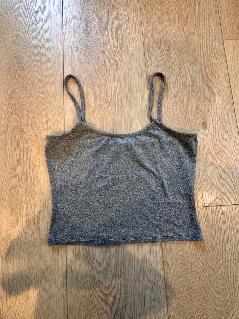 Women’s Heather Gray Spaghetti Strap Crop Top Medium